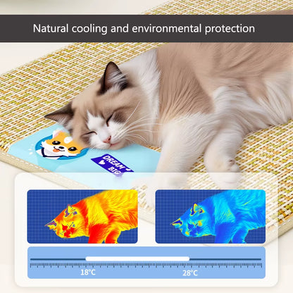Natural Weave Pet Ice Mat for Cats and Dogs - Summer Cooling Bed and Nest for Home Use