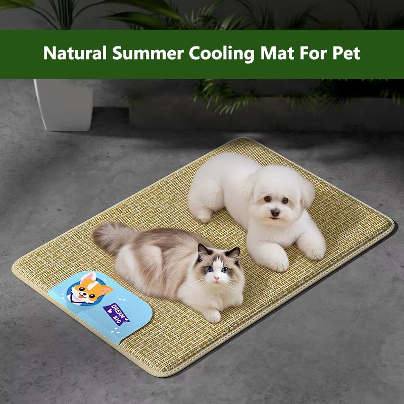 Natural Weave Pet Ice Mat for Cats and Dogs - Summer Cooling Bed and Nest for Home Use