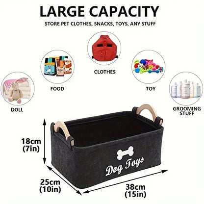 Felt Pet Toy Storage Basket - Ideal Organization Solution for Dog Toys