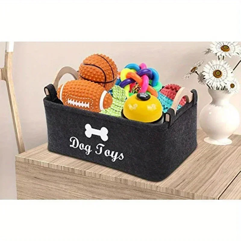 Felt Pet Toy Storage Basket - Ideal Organization Solution for Dog Toys