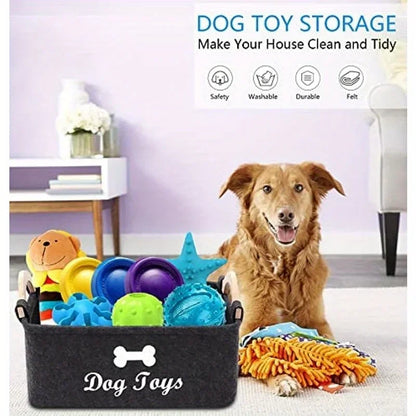 Felt Pet Toy Storage Basket - Ideal Organization Solution for Dog Toys